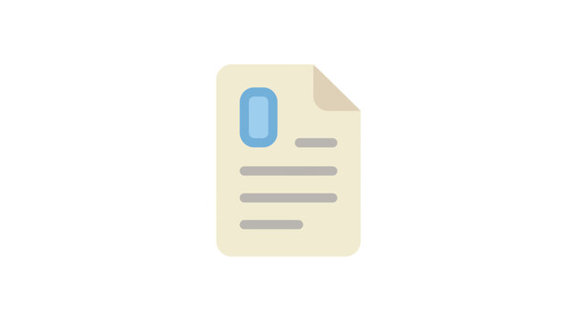 Document icon with a blue zero flat vector illustration