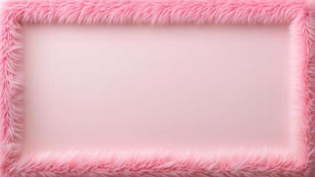 A fluffy pink frame on a pastel background creates a cozy, fashionable atmosphere. Ideal for feminine designs and wedding printing. Emphasizes style and softness.
