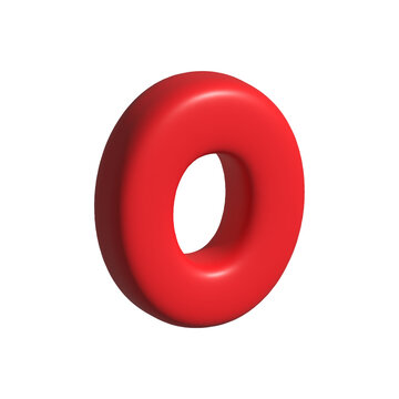 Red 3d number Zero isolated on white background isometric perspective view for sale promotion discount banner, birthday typography, design element.