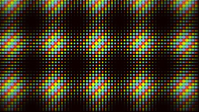 Abstract colorful pixel led light grid texture background pattern.
