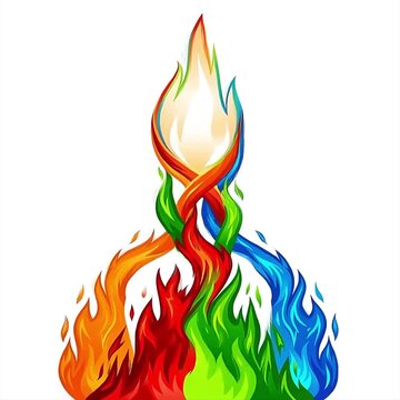 vector illustration of a fire and Four Elements Twisted Flame Vector Logo, Modern Colorful Fire Torch Emblem