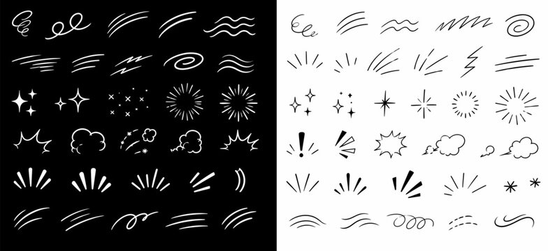 Dynamic Sparkle and Movement Line Elements for Creative Design
