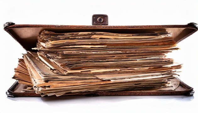 old folder with stack of old papers