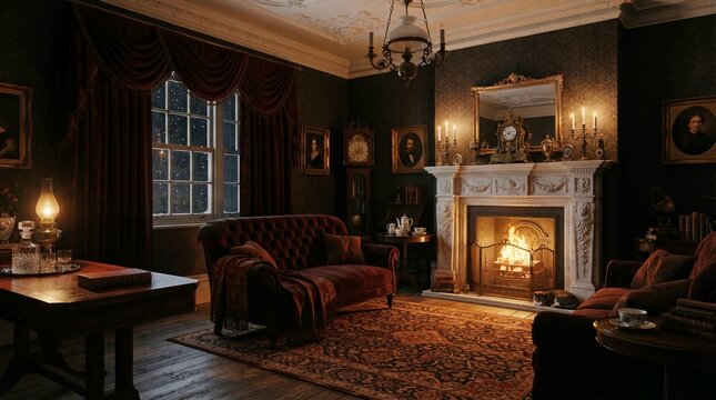 living room with fireplace