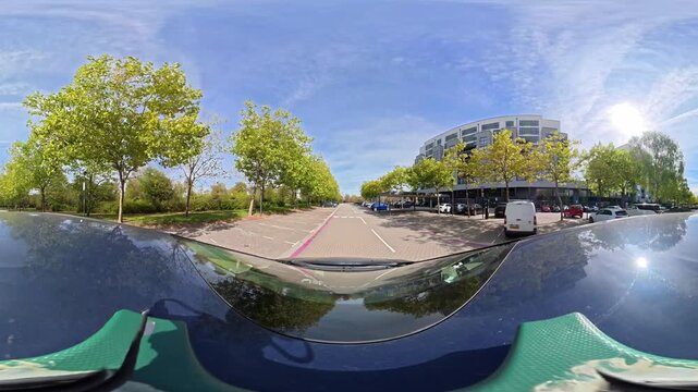 Car Roof Mounted Camera Unique and Ultra Wide Angle Footage of British Road Travel and Traffic. During Travel Car Was Passing Through Most of Cities Streets, Landscapes and Highways of England, UK