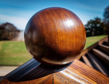 old polished wood ball finial stair cap