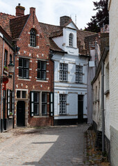Fototapeta premium Old street of the historic city center of Bruges (Brugge), West Flanders province, Belgium. Cityscape of Bruges.