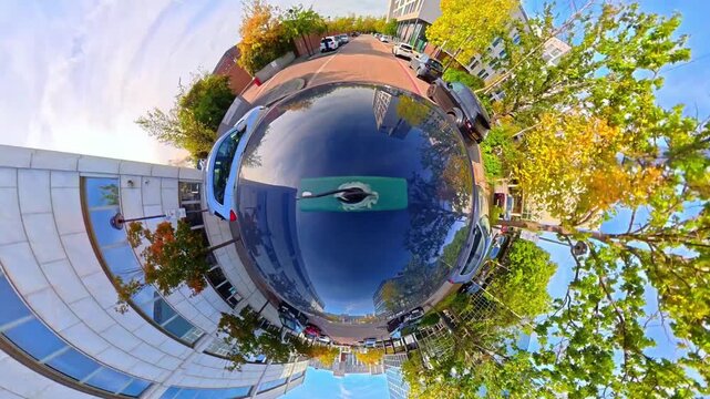 Car Roof Mounted Camera Unique and Ultra Wide Angle Footage of British Road Travel and Traffic. During Travel Car Was Passing Through Most of Cities Streets, Landscapes and Highways of England, UK