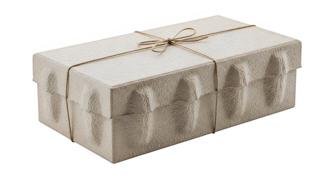 Small rectangular gift box wrapped with rustic twine string isolated on transparent background, illustration