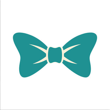 Teal bow tie with cream accents