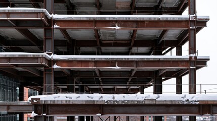 Obraz premium Snow Covered Steel Beams Close Up