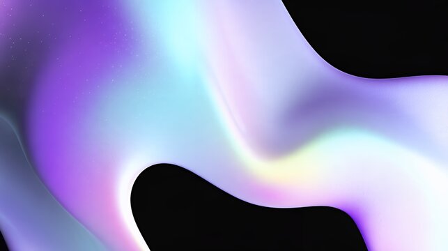 Holographic 3d squishy fluid liquid abstract background element, iridescent smooth gradient wave for trendy poster cover overlays
