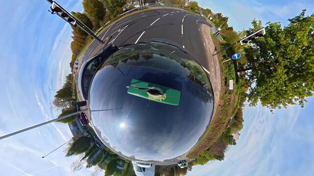 Car Roof Mounted Camera Unique and Ultra Wide Angle Footage of British Road Travel and Traffic. During Travel Car Was Passing Through Most of Cities Streets, Landscapes and Highways of England, UK