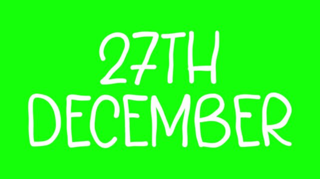 27th December Hand Drawn Scribble Overlay with Green Background