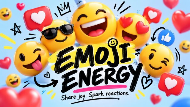 emoji faces with hearts and sunglasses social media communication