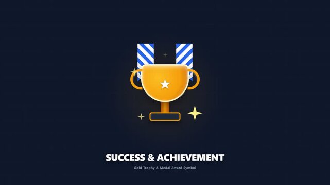 Gold Trophy and Award Icon for Success and Achievement Concept
