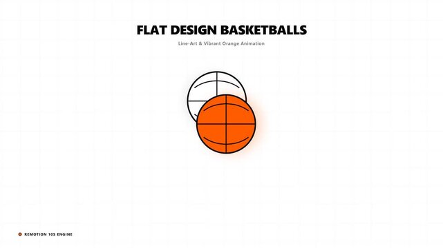 Minimalist Flat Design Animated Basketball Illustration