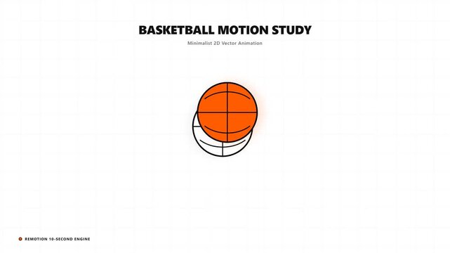 Minimalist basketball motion study animation with orange ball