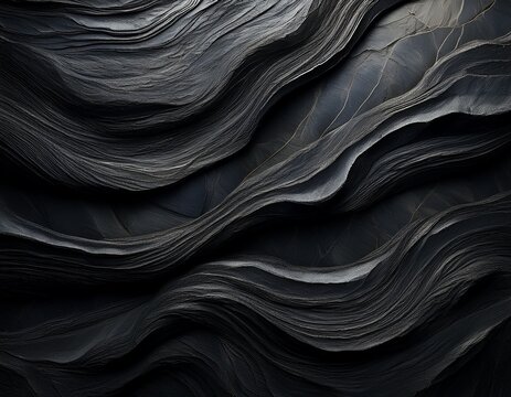 textured and wavy black stone background generative ai