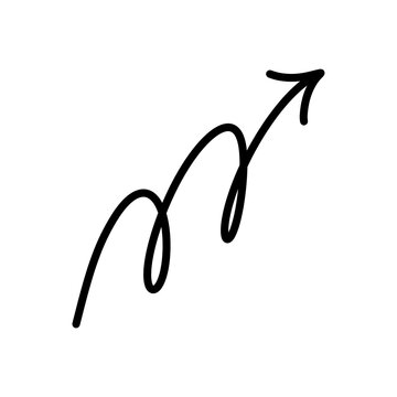 Curve arrow icon with hand drawn doodle design style
