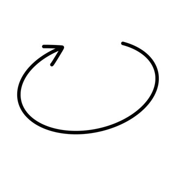 Oval arrow icon with simple hand drawn design for graphic element template