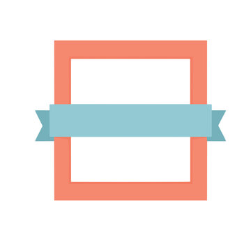 Orange square frame with blue ribbon