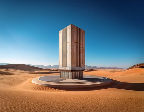 futuristic desert monolith product plaza featuring premium ultra wide overview