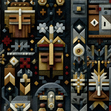 Geometric Stone Masks High Contrast Pattern