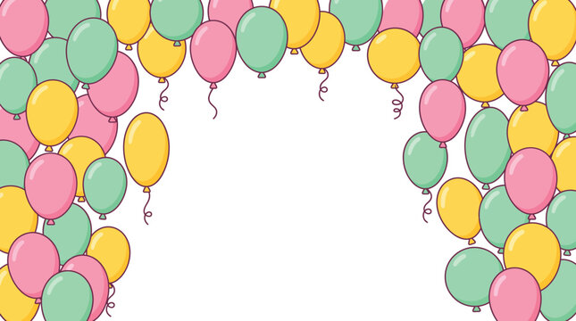 Pastel Balloon Arch Frame with Pink Green and Yellow Balloons