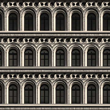 Sculptural Relief Arched Windows High Contrast Pattern