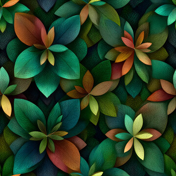 Geometric Folded Leaves Colorful Pattern