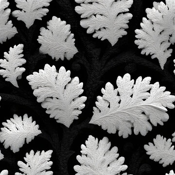 Sculptural Relief Fern Fronds High Contrast Pattern