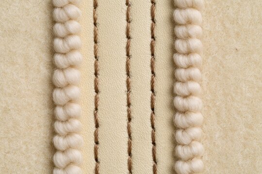 White fabric with parallel stitched seams textile surface