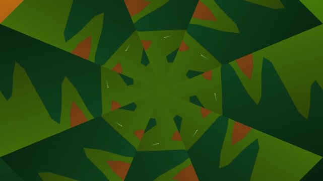 Abstract green geometric radial pattern with camouflage colors
