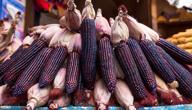 blue corn in a market in cusco peru