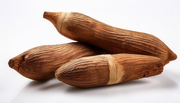 casava or yuka root on a white background