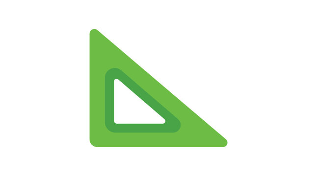 Green set square with inner triangle flat vector illustration