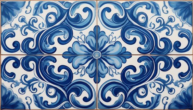 portuguese blue tile pattern generative ai