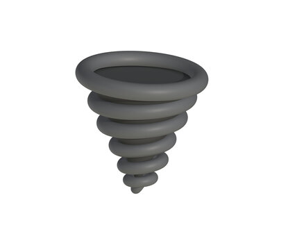 3D Tornado Storm Icon Cute soft clay style illustration of gray tornado funnel minimal weather symbol perfect for apps web warning signs