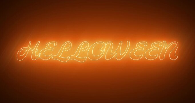 neon helloween text in a dark setting