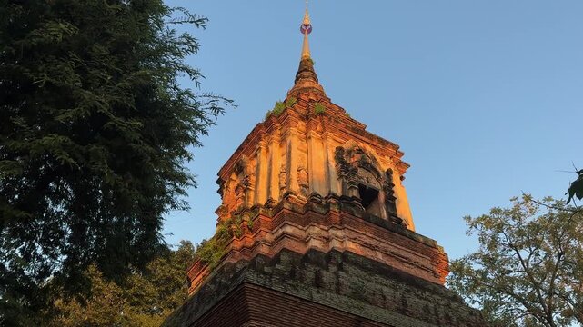 Spire of ancient chedi at Wat Lok Moli in Chiang Mai