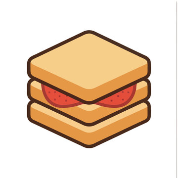 Stylized sandwich with salami slices