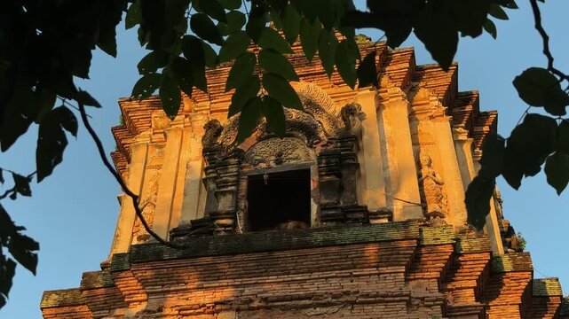 Ancient brick chedi of Wat Lok Moli temple in Chiang Mai