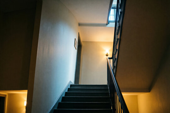 Dark staircase inside a traditional building