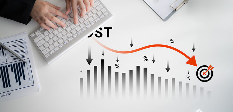 Business strategy analysis with financial graphs showing market trends and growth potential for future investments and performance improvement opportunities. Glyphic.