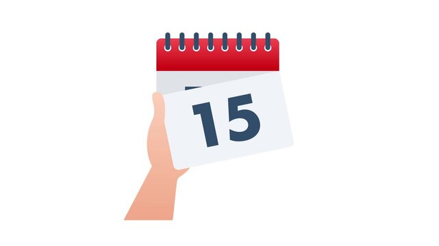 Hand tearing off pages from a calendar animation
