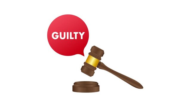 Judge's gavel hitting block declaring a guilty verdict
