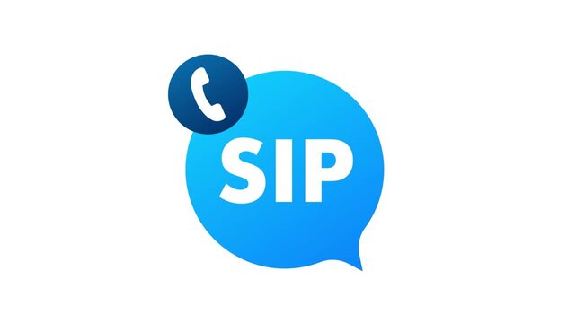 Animated SIP telephony icon on white and green screen