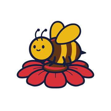 Stylized bee on a red flower