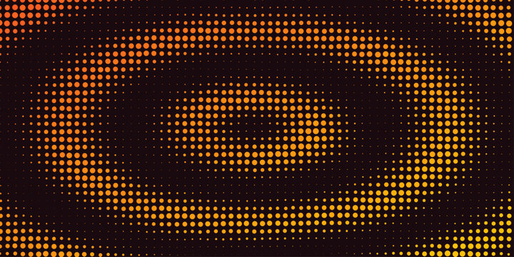Dark gold halftone dot oval ripple pattern with concentric wave distortion